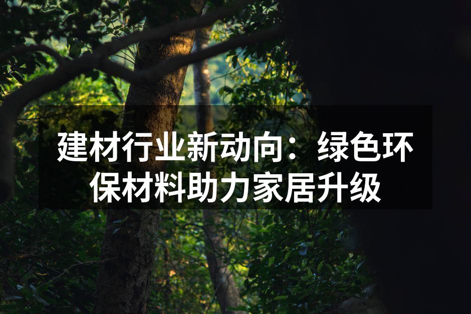 建材行业新动向：绿色环保材料助力家居升级